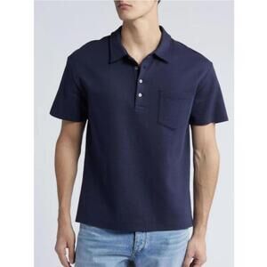 FRAME Duo Fold Polo Shirt Navy Small